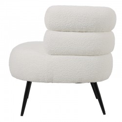 Foleja pakoworld armchair boucle fabric in white color with black metal legs 76x75x72cm