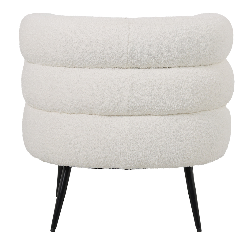 Foleja pakoworld armchair boucle fabric in white color with black metal legs 76x75x72cm