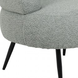 Foleja pakoworld armchair boucle fabric in light green color with black metal legs 76x75x72cm