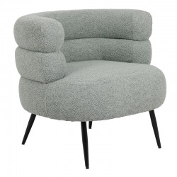 Foleja pakoworld armchair boucle fabric in light green color with black metal legs 76x75x72cm