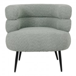 Foleja pakoworld armchair boucle fabric in light green color with black metal legs 76x75x72cm