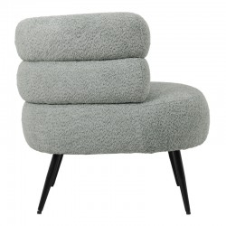 Foleja pakoworld armchair boucle fabric in light green color with black metal legs 76x75x72cm