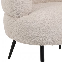 Foleja pakoworld armchair boucle fabric in beige color with black metal legs 76x75x72cm