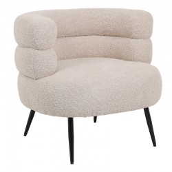 Foleja pakoworld armchair boucle fabric in beige color with black metal legs 76x75x72cm