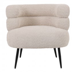 Foleja pakoworld armchair boucle fabric in beige color with black metal legs 76x75x72cm