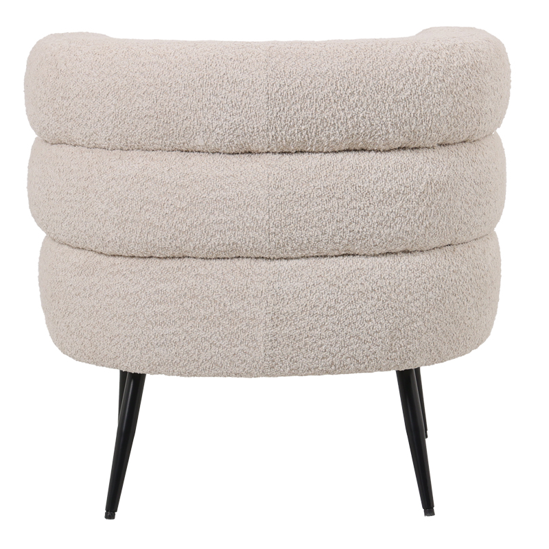 Foleja pakoworld armchair boucle fabric in beige color with black metal legs 76x75x72cm