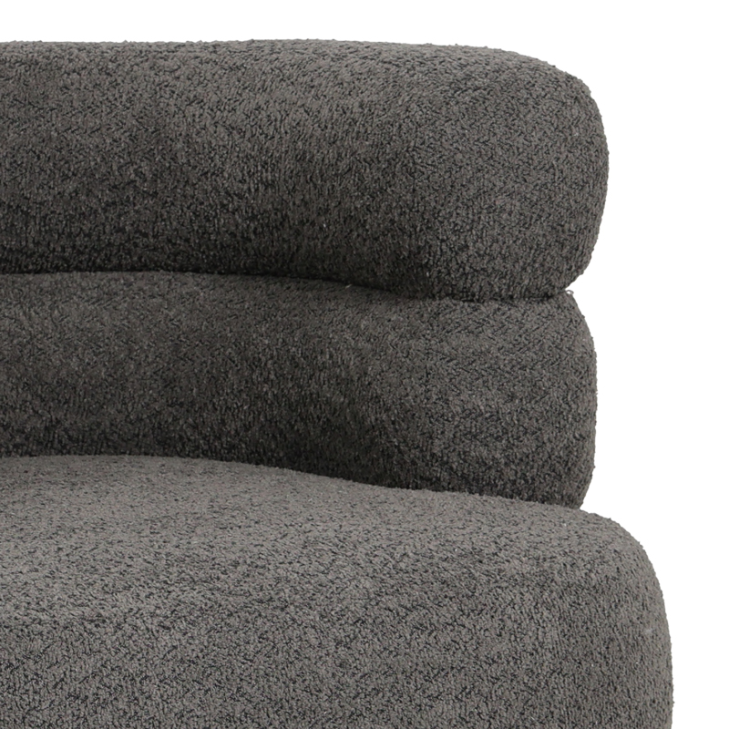 Foleja pakoworld armchair boucle fabric in dark grey color with black metal legs 76x75x72cm