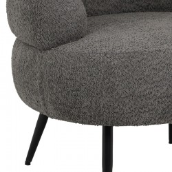 Foleja pakoworld armchair boucle fabric in dark grey color with black metal legs 76x75x72cm