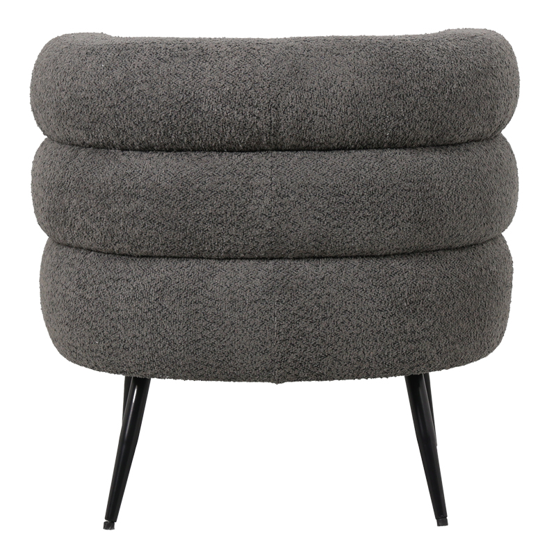 Foleja pakoworld armchair boucle fabric in dark grey color with black metal legs 76x75x72cm