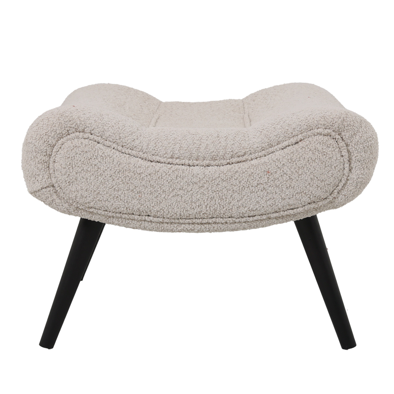 Silla pakoworld boucle fabric armchair with footstool in beige color 97x80x100cm