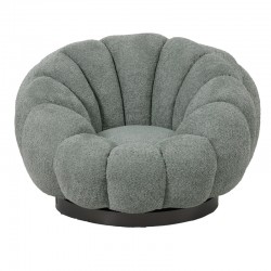 Nester pakoworld swivel armchair with stool boucle fabric in light green color 98x97x69cm