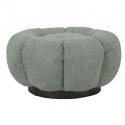 Nester pakoworld swivel armchair with stool boucle fabric in light green color 98x97x69cm