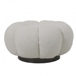 Nester pakoworld swivel armchair with stool boucle fabric in white color 98x97x69cm