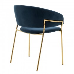 Maggie pakoworld metallic armchair golden gloss with blue velvet