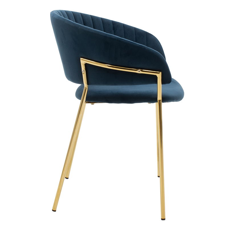 Maggie pakoworld metallic armchair golden gloss with blue velvet