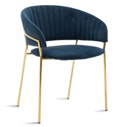 Maggie pakoworld metallic armchair golden gloss with blue velvet