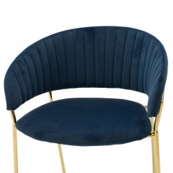 Maggie pakoworld metallic armchair golden gloss with blue velvet