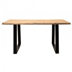 Dining table Miles pakoworld solid wood 4cm walnut-foot black 160x90x79cm
