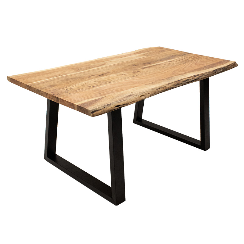 Dining table Miles pakoworld solid wood 4cm walnut-foot black 160x90x79cm