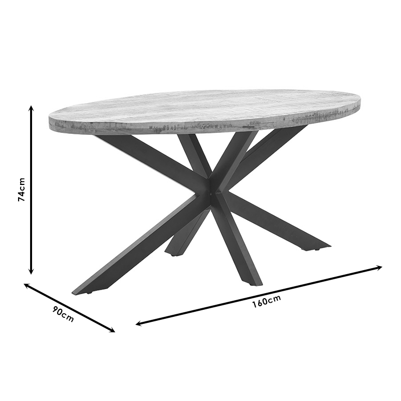 Majesty pakoworld table oval solid wood 4cm walnut-leg black160x90x74cm