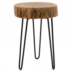 Side table Tripp I pakoworld solid wood table 6.5-7cm walnut-legs black 32x30x47cm