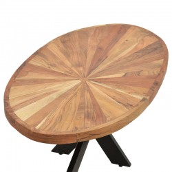 Τραπέζι Fardy pakoworld οβάλ μασίφ ξύλο ακακίας καρυδί-μαύρο-φυσικό 120x60x45εκ
