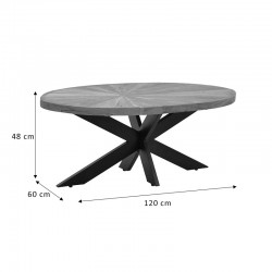 Table oval Fardy pakoworld solid acacia wood walnut-black 120x60x45cm