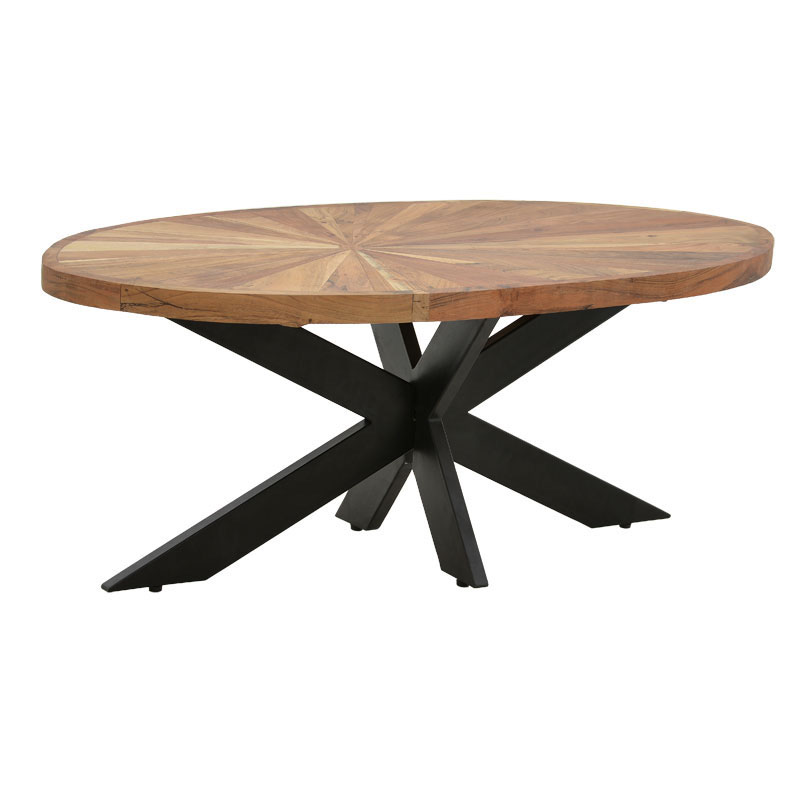 Table oval Fardy pakoworld solid acacia wood natural-black 120x60x45cm
