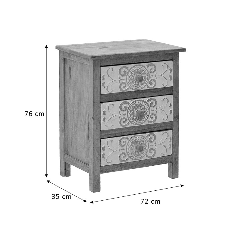 Συρταριέρα Inart 3-50-245-0017 ξύλο φυσικό-λευκό 72x35x76εκ