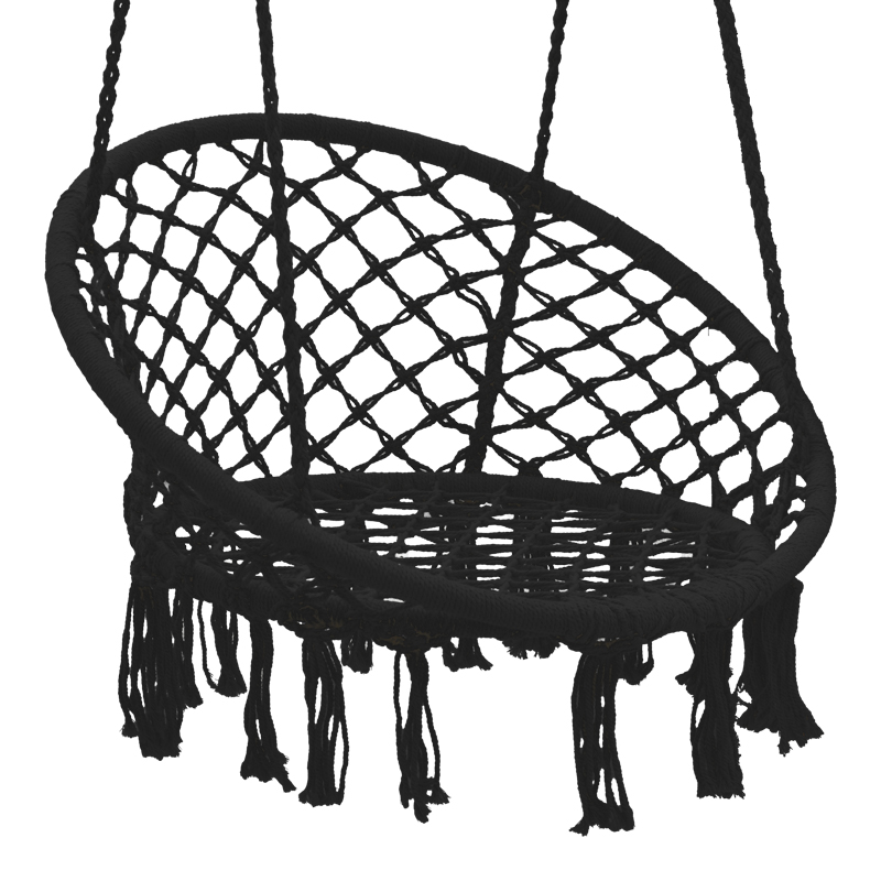 Hammock seat Aura pakoworld with rope grey-black 82x82x133cm
