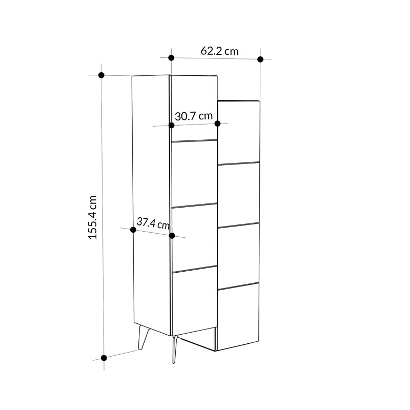 Multipurpose cabinet Romane cabinet pakoworld mocha 62.2x37.4x155.4cm