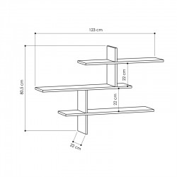 Wall shelf unit leona pakoworld melamine in white color 123x22x81cm