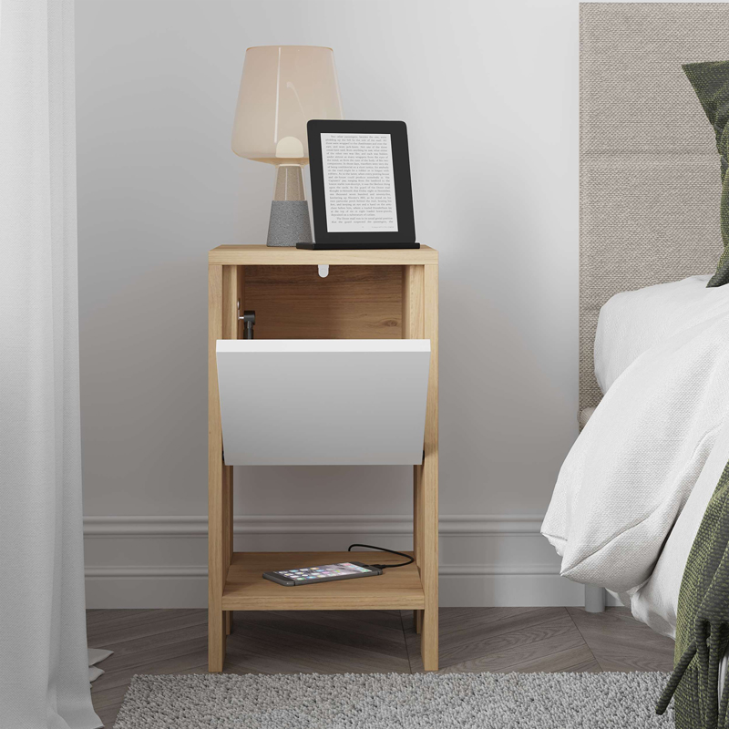 Nightstand Ema pakoworld melamine in natural-white color 30x30x55cm