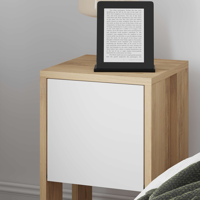 Nightstand Ema pakoworld melamine in natural-white color 30x30x55cm