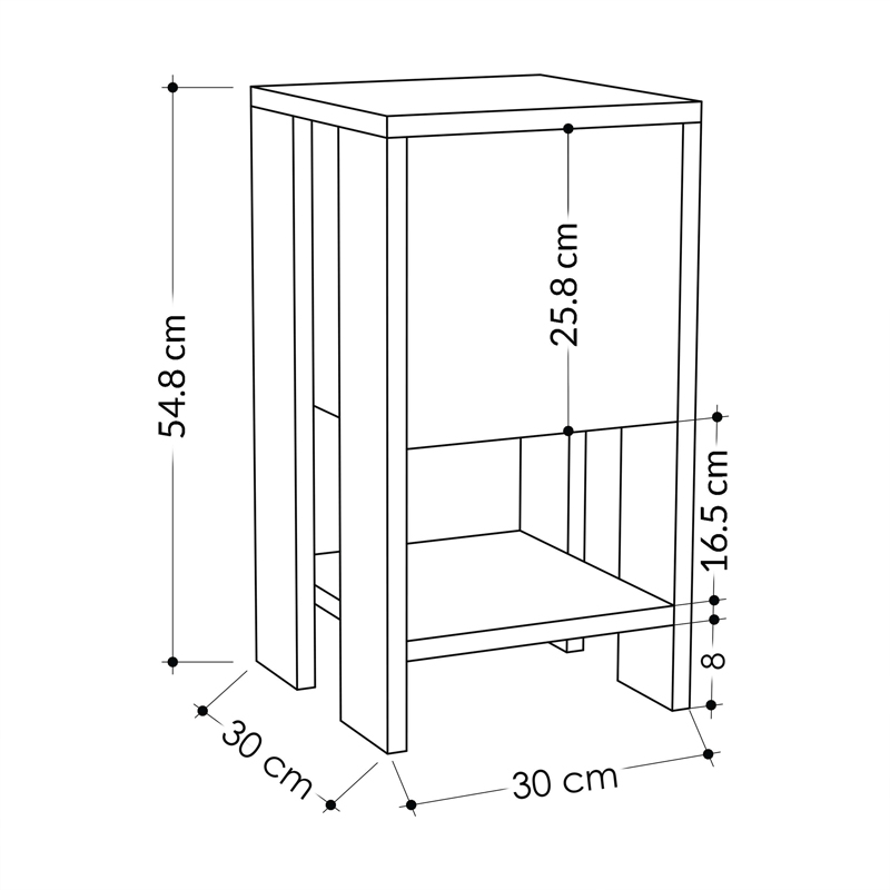 Nightstand Ema pakoworld melamine in natural-white color 30x30x55cm