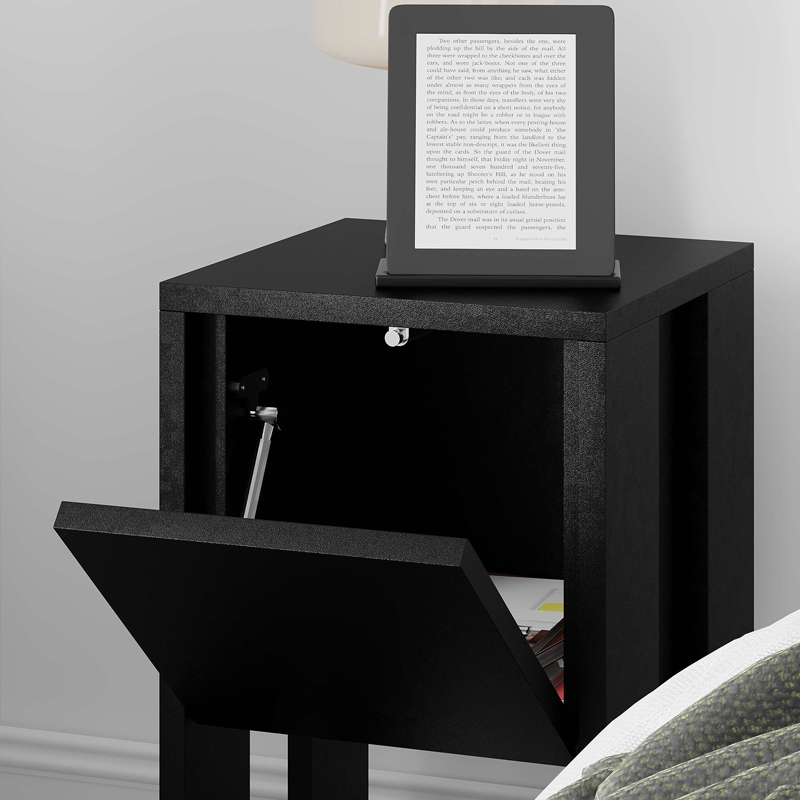 Nightstand Ema pakoworld melamine in black color 30x30x55cm