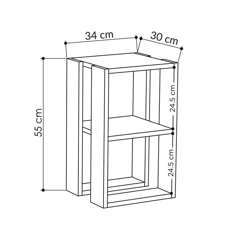 Nightstand Passion pakoworld melamine in anthracite color 34x30x55cm