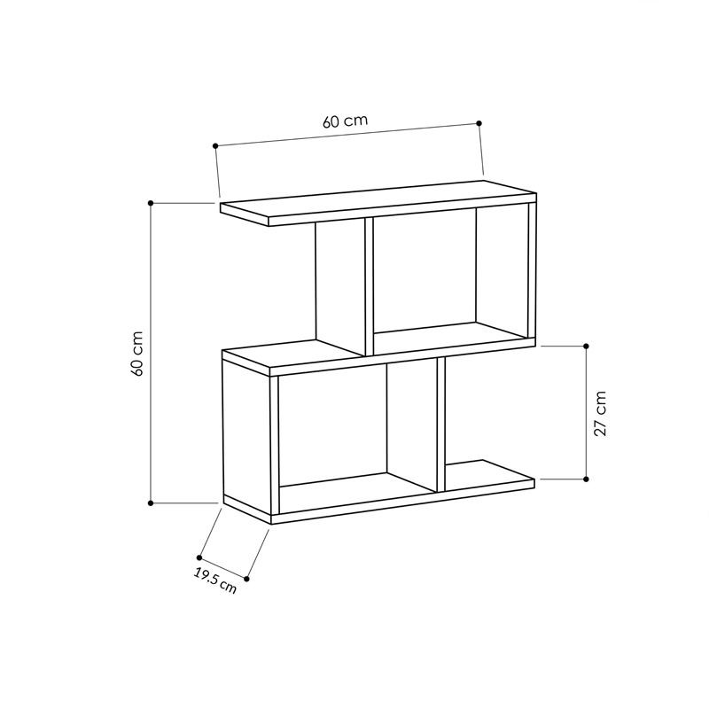 Side table Homemania pakoworld melamine in carrara color 60x20x60cmm