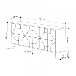 Μπουφές Bufel pakoworld σε φυσική απόχρωση 181x35x77.4εκ