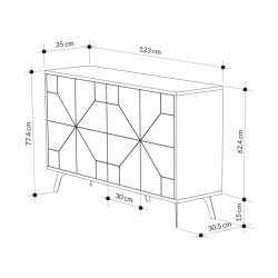 Μπουφές Dune pakoworld σε καρυδί απόχρωση 123x35x77.4εκ