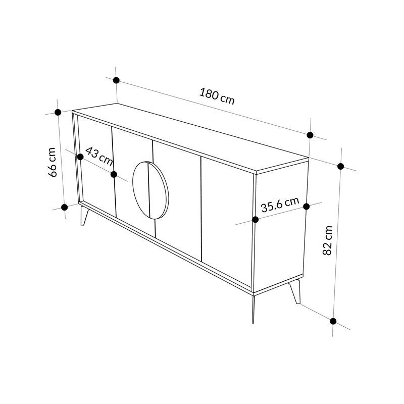 Μπουφές Gora pakoworld σε απόχρωση ανοιχτό καρυδί 180x35.6x82εκ