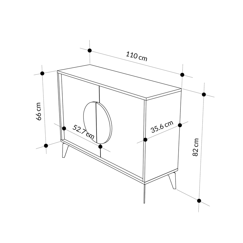 Μπουφές Gora pakoworld σε απόχρωση ανοιχτό καρυδί 110x35.6x82εκ