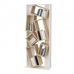 Bookcase Jamey pakoworld natural-white 60x24x153,6cm