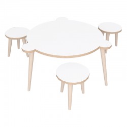 Kids table with stool Childy pakoworld 4 pieces set white mdf