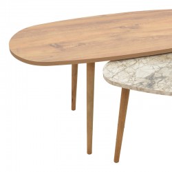 Τραπέζι σαλονιού Monty pakoworld oak-μπεζ μαρμάρου μελαμίνης 116x46x46εκ