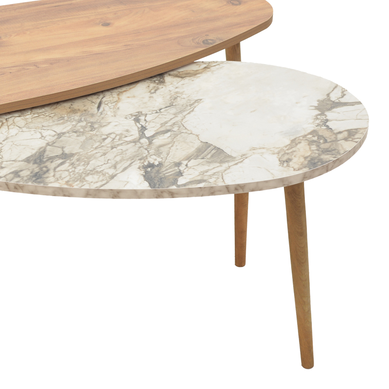 Monty pakoworld oak-beige melamine marble coffee table 116x46x46cm