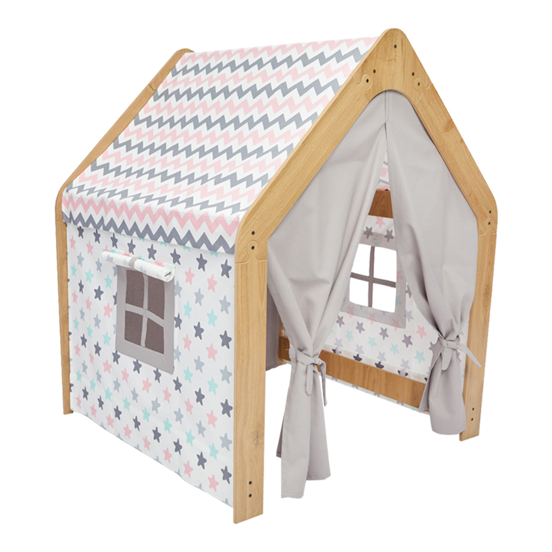 Παιδικό σπίτι Montessori Hosnele pakoworld φυσικό-λευκό-ροζ mdf 95x90x114εκ