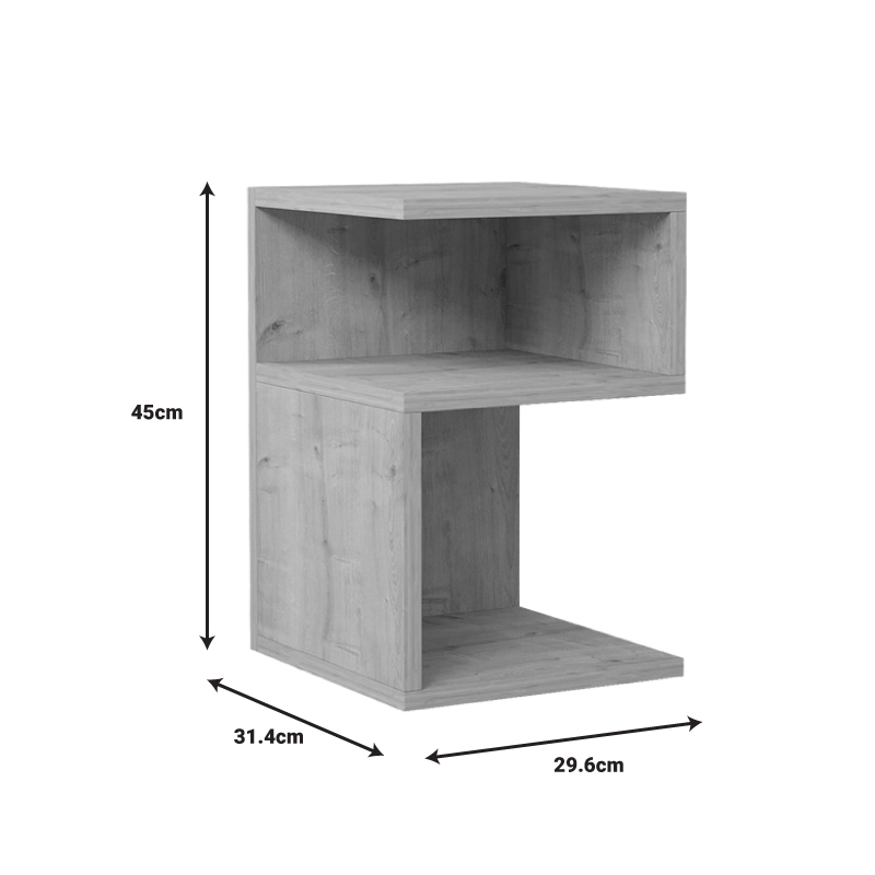 Βοηθητικό τραπέζι Caroly pakoworld μελαμίνη σε ανθρακί απόχρωση 29.6x31.4x45εκ