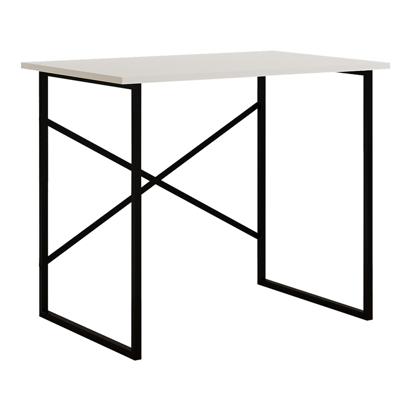 Zayn pakoworld desk black metal and melamine in white shade 90x60x70cm