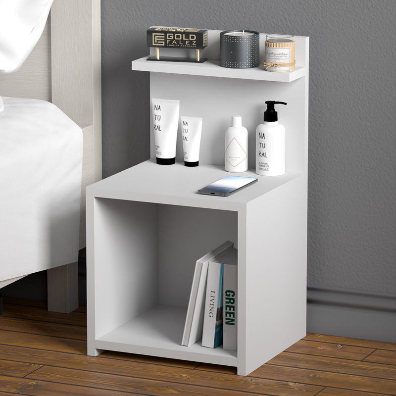 Kassito pakoworld melamine bedside table in white shade 35x32x63cm